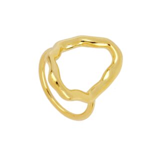 Anillo plata circulo deforme - Selva 22x18mm bañado oro