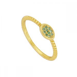 Anillo plata ovalo circonitas 7x4.5mm (2 colores) bañada oro verde