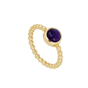 Anillo plata piedra amatista 6mm - Clea bañada oro