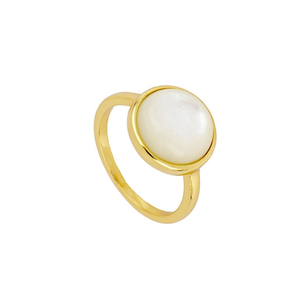 Anillo plata piedra nácar 12mm - Lito Anillo plata piedra nácar 12mm - Lito bañada oro