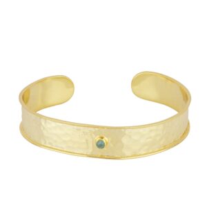 Brazalete abierto plata adaptable con amazonita bañada oro
