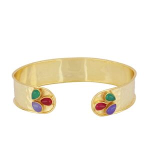 Brazalete plata 925 piedras jade bañada oro
