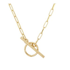 Collar eslabon plata cierre frontal 10,5x3,5mm bañada oro