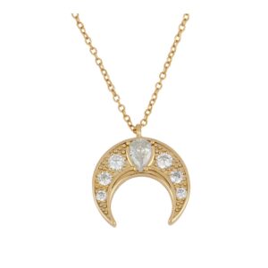 Collar luna tumbada circonitas plata bañada oro Collar luna tumbada circonitas plata bañada oro