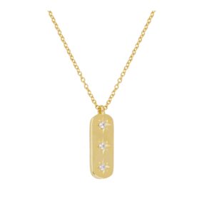 Collar plata 3 estrellas circonitas 20x7mm bañada oro
