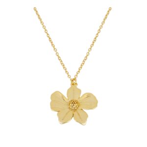 Collar plata colgante flor 18mm bañada oro