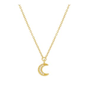 Gargantilla plata charm luna circonitas 9mm bañada oro Gargantilla plata charm luna circonitas 9mm bañada oro