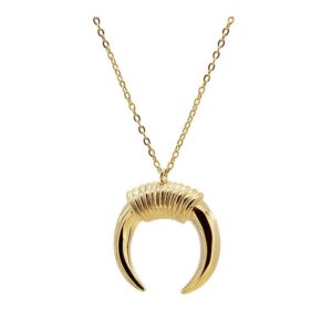 Gargantilla plata colgante cuerno 22mm bañada oro
