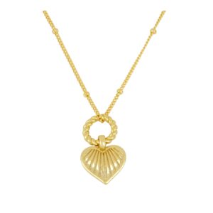 Gargantilla plata con corazon 3D bañada oro