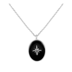Gargantilla plata rosa viento enamel negro 15x12mm brillante