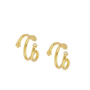 Pendiente Ear cuff aro estrella y circonita bañada oro