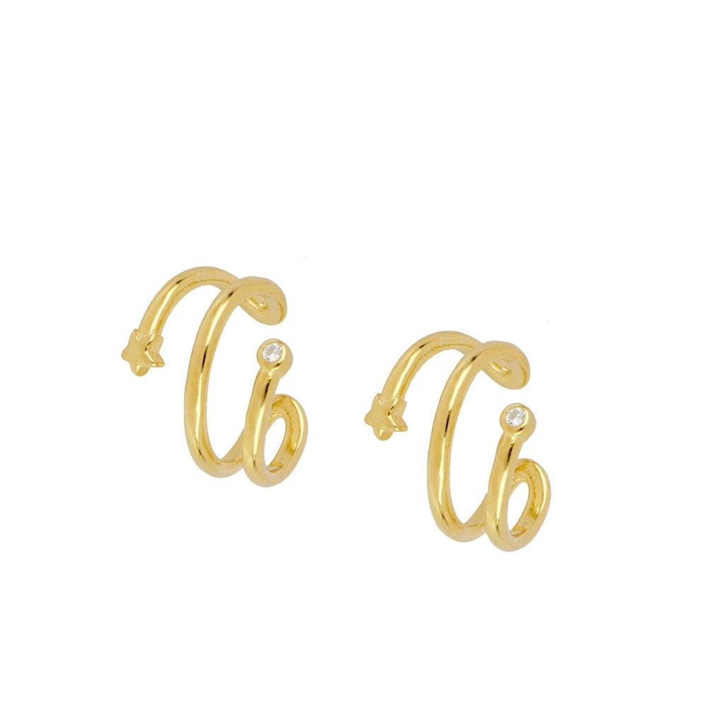 Regalos de Navidad 2026 Pendiente Ear cuff aro estrella y circonita bañada oro