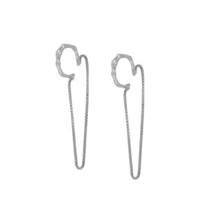 Pendiente Ear cuff aro y cuerda 14mm rodiada