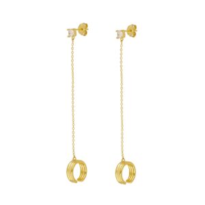 Pendiente ear cuff con cuerda conectado – Mew bañado oro Pendiente ear cuff con cuerda conectado - Mew bañado oro