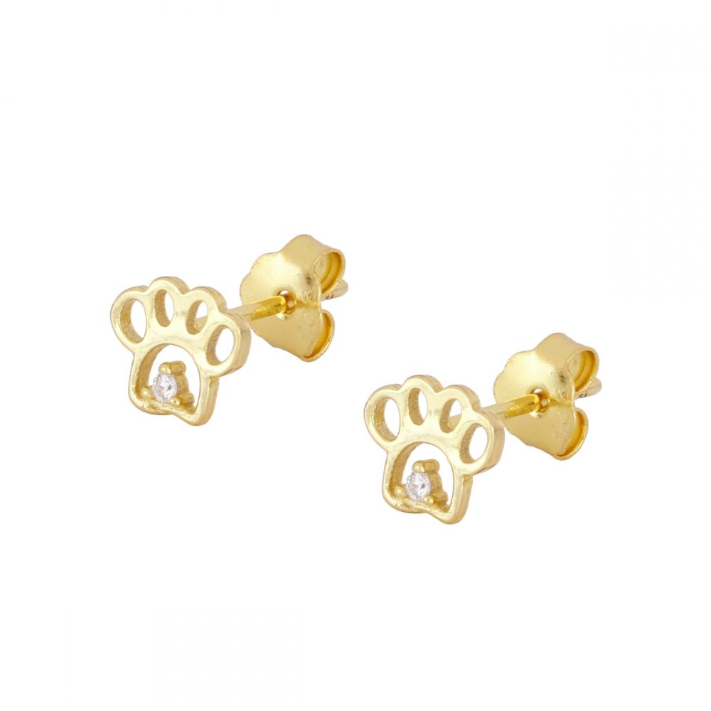 Pendiente plata huella perro 5.5x6mm Pendiente plata huella perro 5.5x6mm bañada oro