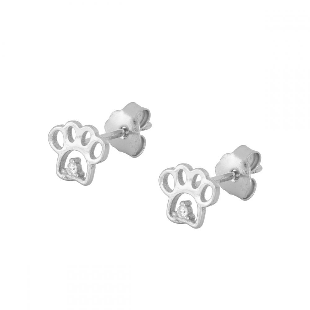 Pendiente plata huella perro 5.5x6mm Pendiente plata huella perro 5.5x6mm rodiada
