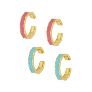 Pendientes Ear cuff aro enamel (2 colores) bañada oro