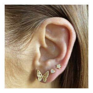 Pendientes plata mariposa circonitas 12mm foto Pendientes plata mariposa circonitas 12mm foto