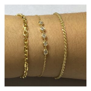 Pulsera plata 5 espejos circonitas foto Pulsera plata 5 espejos circonitas foto