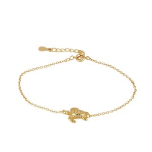 Pulsera plata 925 avalorio charm tortuga bañada oro