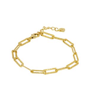 Pulsera plata 925 eslabones rugosos bañaada oro