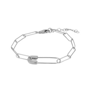 Pulsera plata 925 eslabones y imperdible rodiada