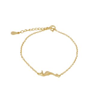 Pulsera plata caballito de mar 17mm bañada oro