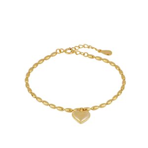 Pulsera plata corazón 10mm - Lover bañada oro