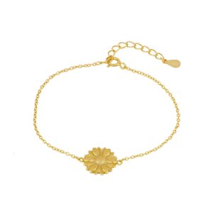 Pulsera plata flor 12mm - Flower bañada oro