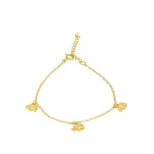 Pulsera plata ley 3 mini elefantes bañada oro Pulsera plata ley 3 mini elefantes bañada oro