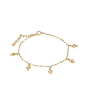 Pulsera plata mini charms cactus bañada oro Pulsera plata mini charms cactus bañada oro