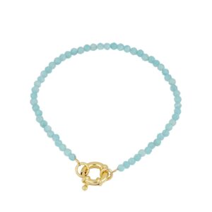 Pulsera plata y piedras amazonitas bañada oro Pulsera plata y piedras amazonitas bañada oro