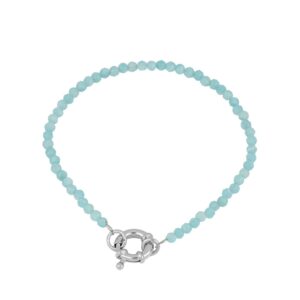 Pulsera plata y piedras amazonitas rodiada