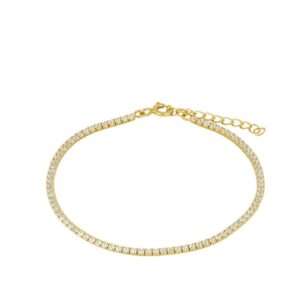 Pulsera riviera plata 925 con circonitas bañada oro