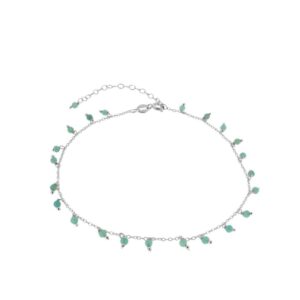 Tobillera plata bolitas amazonita brillante