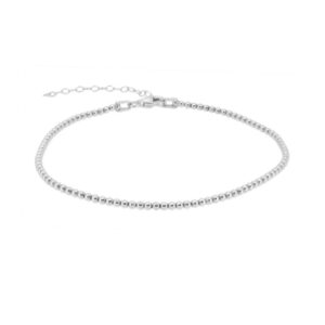 Tobillera plata ley bolitas rodiada