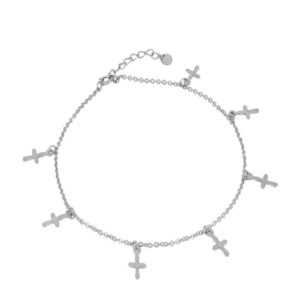 Tobillera plata mini charms cruz 10x6mm rodiada Tobillera plata mini charms cruz 10x6mm rodiada