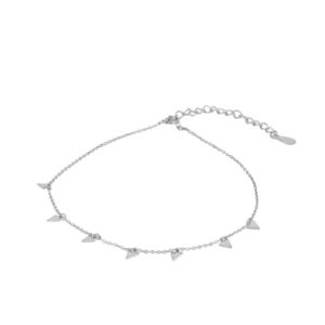 Tobillera plata mini charms triangulos 4mm rodiada
