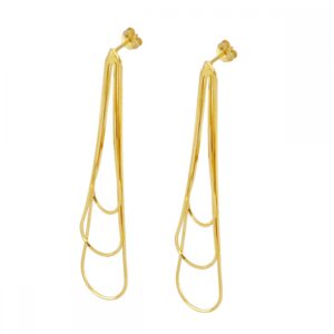 pendientes largos de plata 3 cadenas cerradas atelier dorado