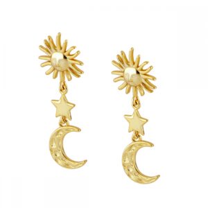 pendientes plata motivos sol estrella luna celest dorados pendientes plata motivos sol estrella luna celest dorados