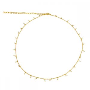 Choker plata mini charms simil perlas bañada oro