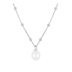 Collar bolas plata con perla 9x7mm rodiada Collar bolas plata con perla 9x7mm rodiada