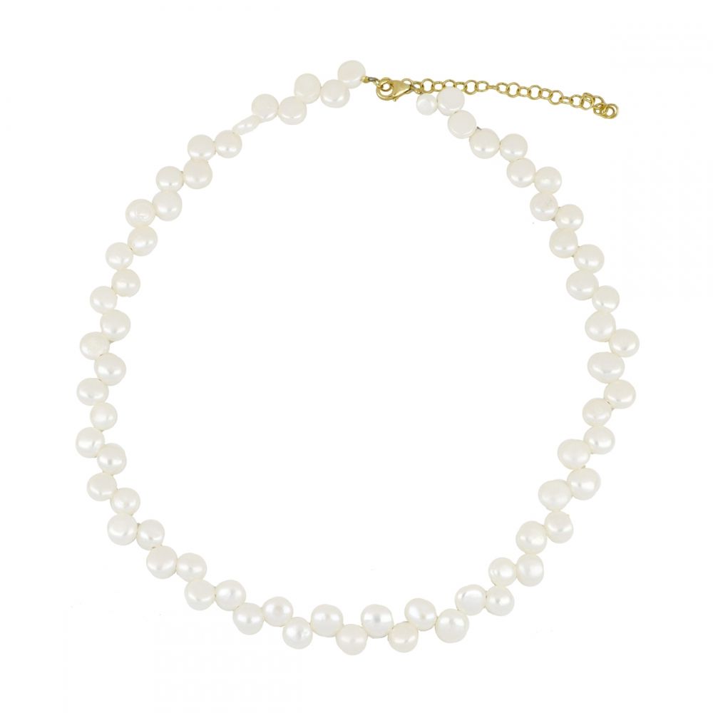 Collar perlas tipo chip plata - Peach Collar perlas tipo chip plata - Peach bañada oro