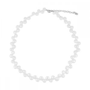 Collar perlas tipo chip plata - Peach rodiada