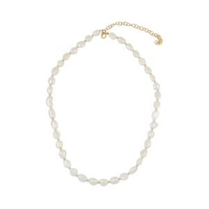 Collar plata 925 perlas de 6-7mm bañada oro