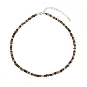 Collar plata 925 piedra turmalina rondelle rodiada