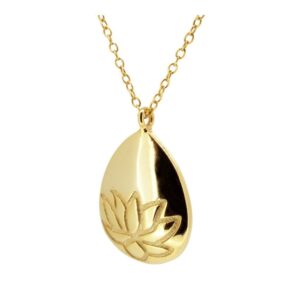 Collar plata colgante flor de loto 20x14mm bañada oro Collar plata colgante flor de loto 20x14mm bañada oro