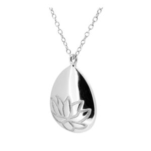 Collar plata colgante flor de loto 20x14mm rodiada