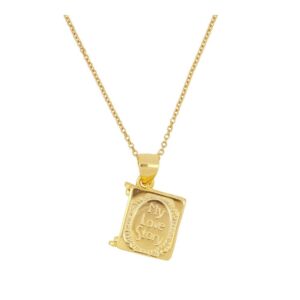 Collar plata libro my story 15x12mm bañada oro