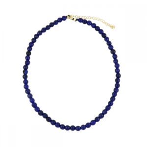 Collar plata piedra agata azul oscuro 6mm bañada oro Collar plata piedra agata azul oscuro 6mm bañada oro